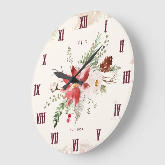 Monogram Kerstcadeau Rustieke Kerstmis Grote Klok (Hoek)