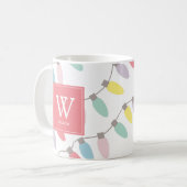 Monogram kerstfeestdag lampje koffie koffiemok (Voorkant links)