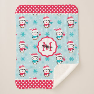 Monogram kerstfeestdag sherpa deken