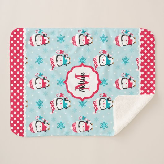 Monogram kerstfeestdag sherpa deken (Voorkant (horizontaal))