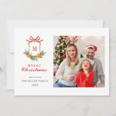 Monogram kerstfoto Citrus Crest Feestdagenkaart (Voorkant)