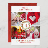 Monogram kerstfoto-inkuilkaart feestdagenkaart (Voorkant / Achterkant)