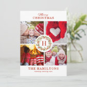 Monogram kerstfoto-inkuilkaart feestdagenkaart (Staand voorkant)