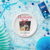 Monogram kerstfoto's, elegant, aangepast feest papieren bordje (Feest)