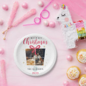 Monogram kerstfoto's, elegant, aangepast feest papieren bordje (Feest)