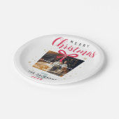 Monogram kerstfoto's, elegant, aangepast feest papieren bordje (Gekanteld)