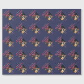 Monogram kerstfoto's, elegant, aangepast gezin cadeaupapier (Vlak)