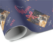 Monogram kerstfoto's, elegant, aangepast gezin cadeaupapier (Rol Hoek)