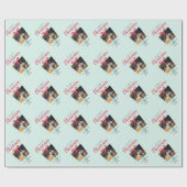 Monogram kerstfoto's, elegant, aangepast gezin cadeaupapier (Vlak)