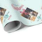 Monogram kerstfoto's, elegant, aangepast gezin cadeaupapier (Rol Hoek)