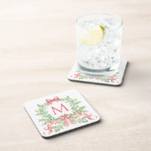 Monogram Kerstkrans Bier Onderzetter (Rechterzijde)