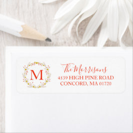 Monogram Kerstkrans Botanisch retouradres Etiket