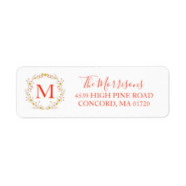 Monogram Kerstkrans Botanisch retouradres Etiket