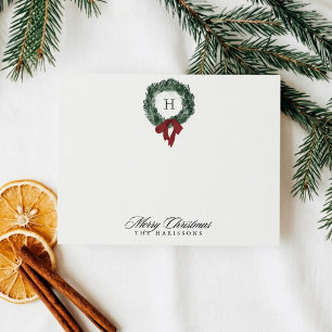 Monogram Kerstkrans Burgundy Lint Notitiekaart Kaart