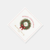 Monogram Kerstkrans Rood Lint Servet (Hoek)