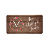 Monogram Kerstkrans Script Schuurhout Cadeau Etiket (Voorkant)
