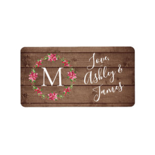 Monogram Kerstkrans Script Schuurhout Cadeau Etiket