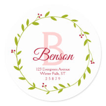 Monogram Kerstkrans SVG Terugkeeradreszegels