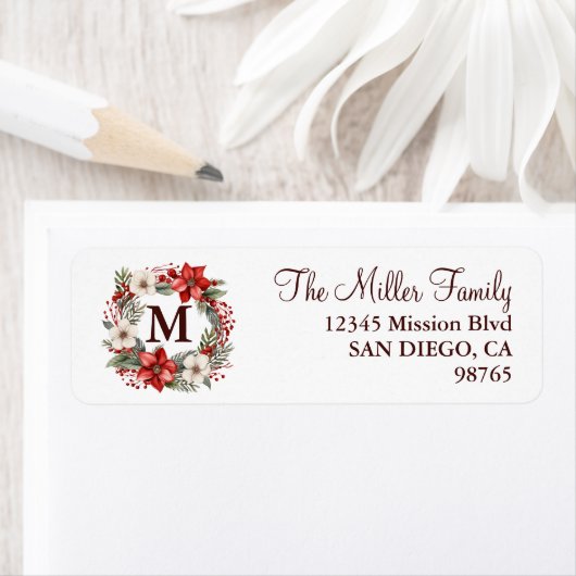 Monogram Kerstkrans Traditioneel Elegant Etiket (Insitu)