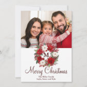 Monogram Kerstkrans Traditioneel Elegant Feestdagenkaart (Voorkant)