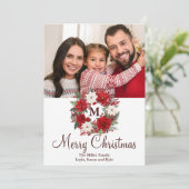 Monogram Kerstkrans Traditioneel Elegant Feestdagenkaart (Staand voorkant)