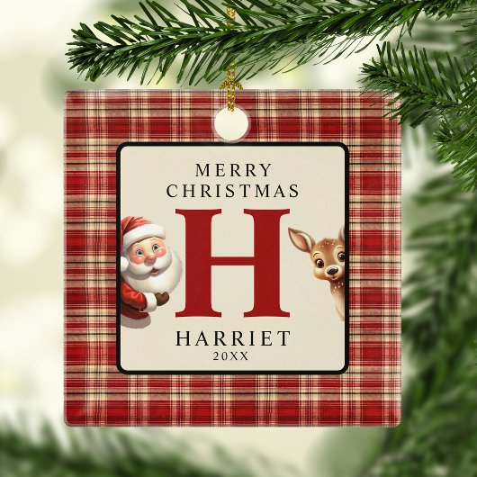 Monogram Kerstman Kerstboom Foto Keramisch Ornament