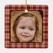 Monogram Kerstman Kerstboom Foto Keramisch Ornament (Achterkant)