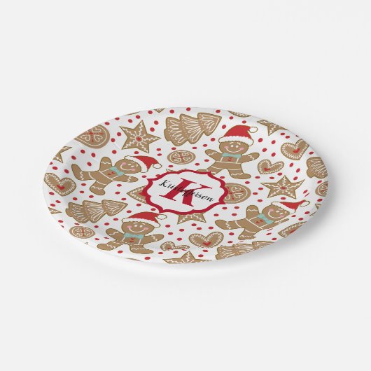 Monogram kerstman papieren bordje (Gekanteld)