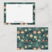 Monogram Kerstmis Bedankt Notitiekaartje (Voorkant / Achterkant)