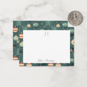 Monogram Kerstmis Bedankt Notitiekaartje (Voorkant / Achterkant in situ)