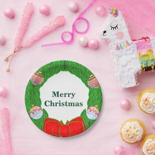 Monogram kerstmis Borden 7 inch Papieren Bordje (Feest)