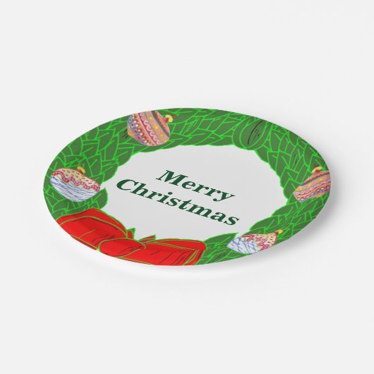 Monogram kerstmis Borden 7 inch Papieren Bordje (Gekanteld)