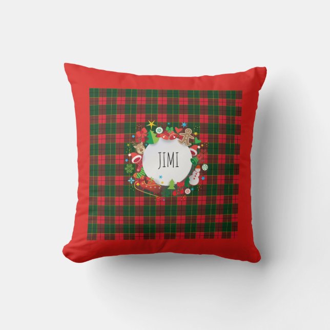 Monogram Kerstmis en Happy New Year Scotland Decor Kussen (Voorkant)