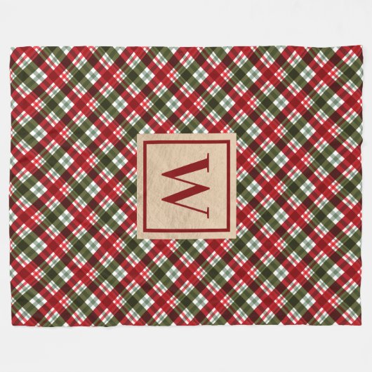 Monogram kerstmis fleece deken (Voorkant (Horizontaal))