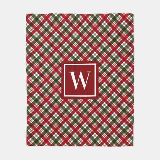 Monogram kerstmis fleece deken (Voorkant)