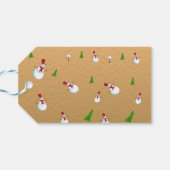 Monogram Kerstmis Gold Snowman Cadeaulabel (Achterkant Horizontaal)