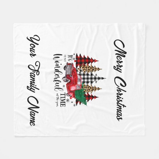 Monogram Kerstmis Kleine Rode Vragel Fleece Deken (Voorkant (Horizontaal))