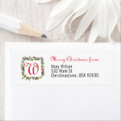 Monogram kerstmis met Merry White Etiket (Insitu)