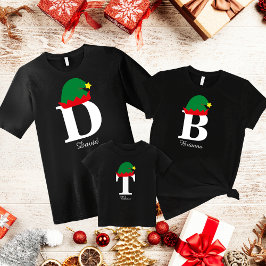 Monogram Kerstmis naam Shirt, Elf Pet, familie T-shirt