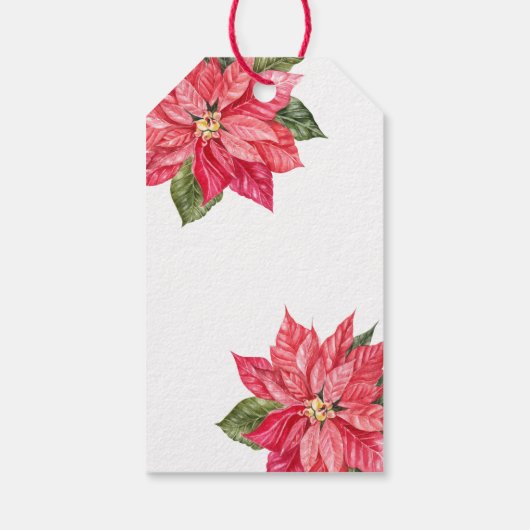 Monogram Kerstmis Poinsettia krans Cadeaulabel (Achterkant)