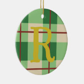 Monogram Kerstmis rood en groen gecontroleerd Keramisch Ornament (Rechts)