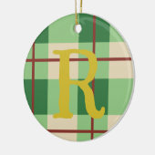 Monogram Kerstmis rood en groen gecontroleerd Keramisch Ornament (Links)