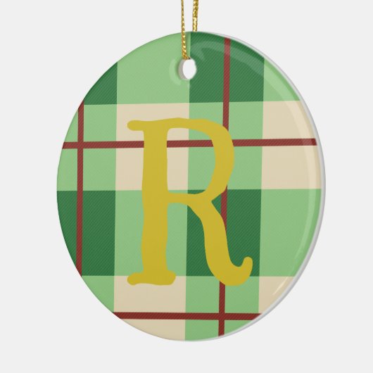 Monogram Kerstmis rood en groen gecontroleerd Keramisch Ornament (Links)