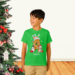 Monogram Kerstmis Santa Gingerbread brief Een jong T-shirt