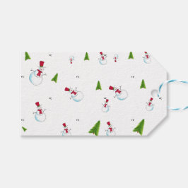 Monogram Kerstmis Sneeuwman Cadeautags Cadeaulabel