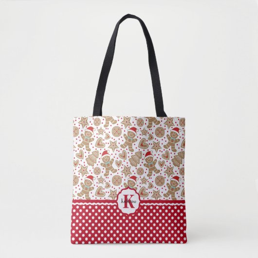 Monogram Kerstmis Tote Bag (Voorkant)