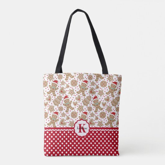 Monogram Kerstmis Tote Bag (Achterkant)