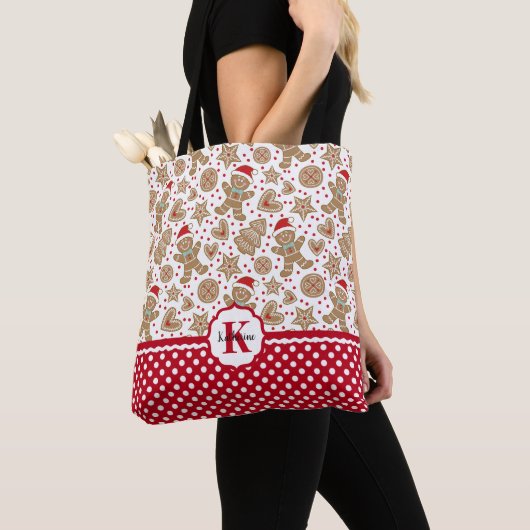 Monogram Kerstmis Tote Bag (Dichtbij)