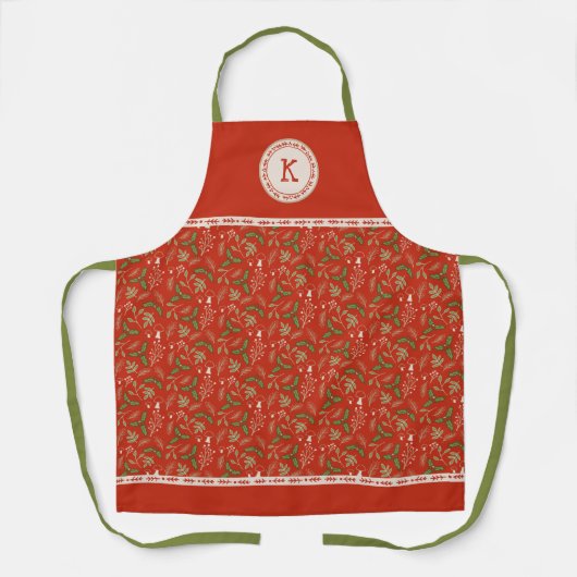 Monogram Kerstmis Woodlands Schort (Voorkant)