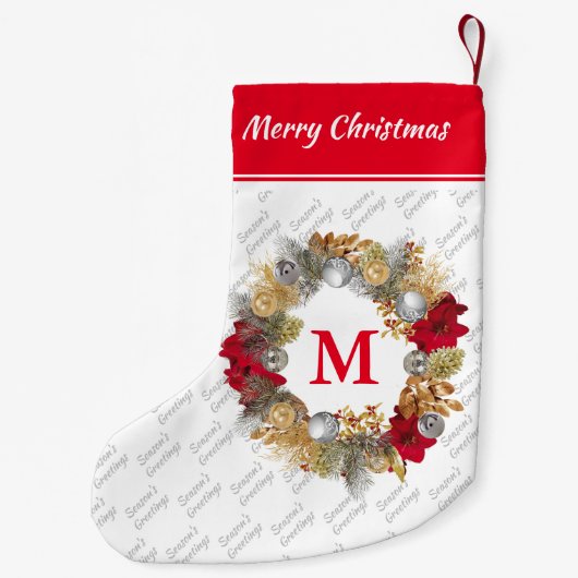 Monogram Kerstmis Wreath Kleine Kerstsok (Achterkant)